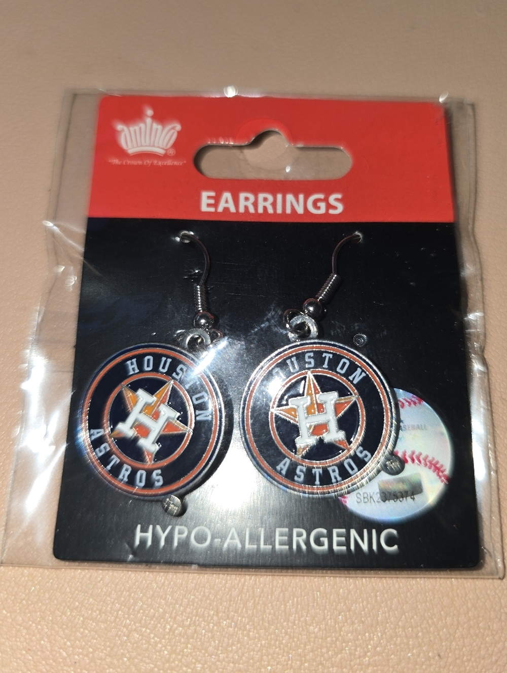 Houston Astros Dangle Earrimgs, Brand New in Package!